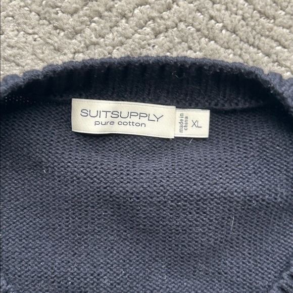 Suitsupply Men's Crewneck Long Sleeve Sweater 100% Cotton Black Size  XL - Picture 2 of 10